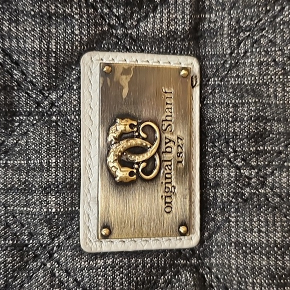 Sharif Quilted Black Denim Fabric & Braided Leather Straps Shoulder Bag NWOT - Picture 3 of 15